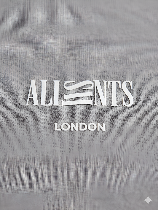 Playera AllSaints Burman Logo Gris Suave Original