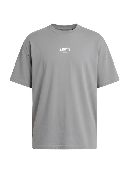 Playera AllSaints Burman Logo Gris Suave Original
